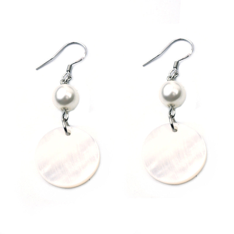Trendy Round Shell Pearl Earrings