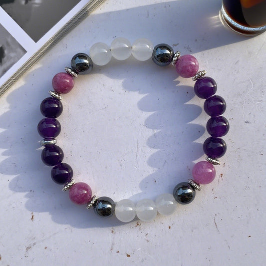 Hematite White Crystal Bracelet