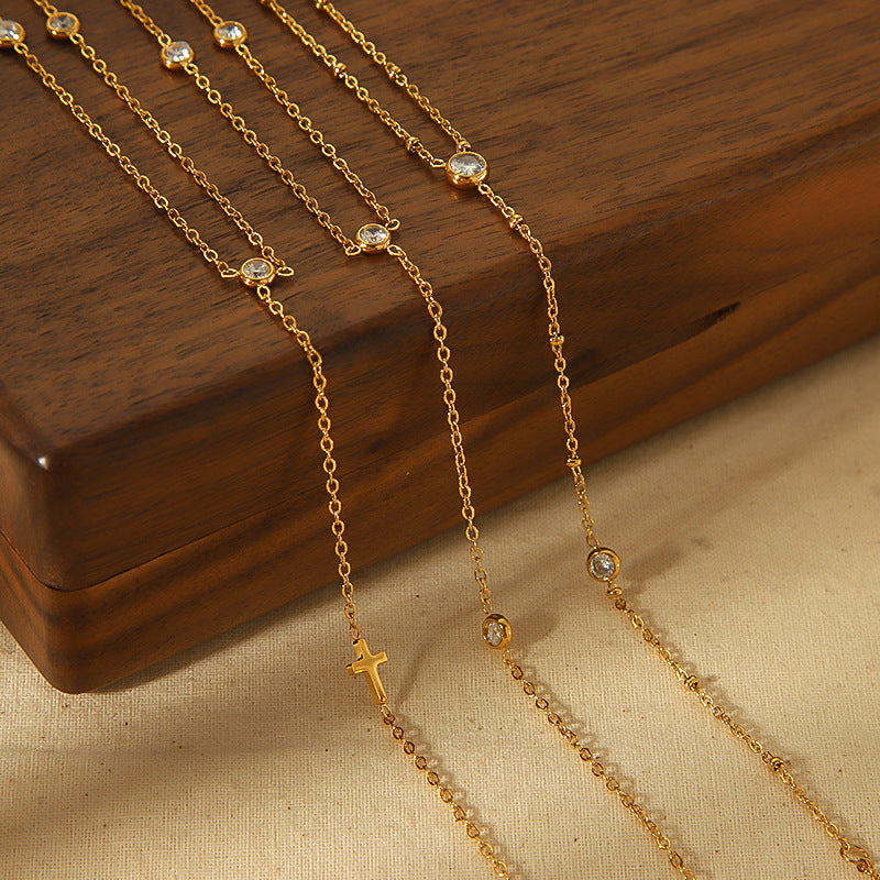 Titanium Steel Rhinestone  Anklet